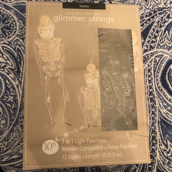 Pier 1 Halloween Skeleton Glimmer Strings Lights 10’ 7 in 1 Function Glam - Picture 6 of 15